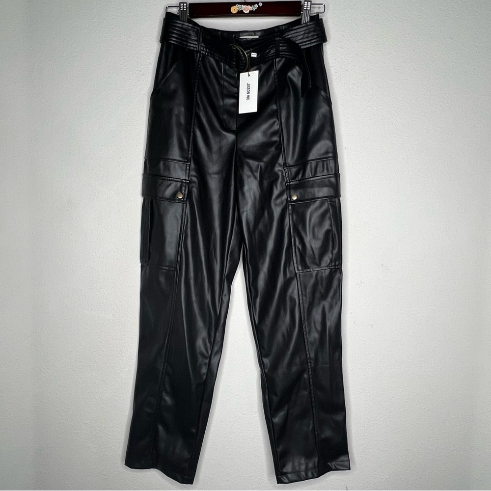 Jason Wu Faux Leather Cargo Pants, Black, size 6 NWT - Picture 2 of 7